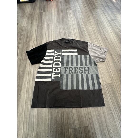 Teddy Fresh Grey Monochrome Box Paneled Tee T-Shirt size 2XL - Picture 1 of 5